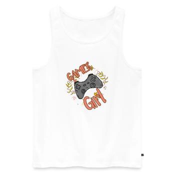 GAMER GIRL GAMING MOTIF POUR LES FEMMES FILLES GAMERIN - Débardeur bio Premium Homme - blanc - Devant - Michal (187cm)