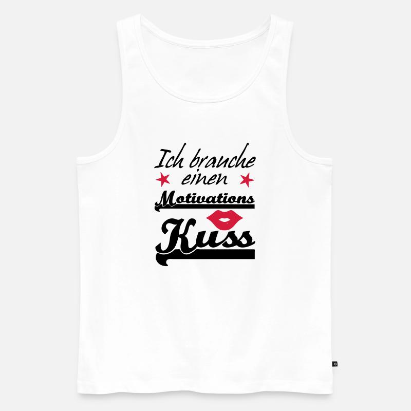 Motivationskuss Liebe, Spruch, Geschenk, Fun - Männer Premium Bio Tank Top - Weiß