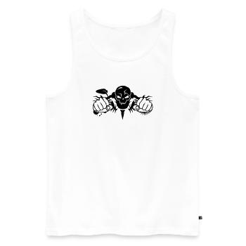 un crâne de moto - Débardeur bio Premium Homme - blanc - Devant - AI Model Male 178 light (178cm)