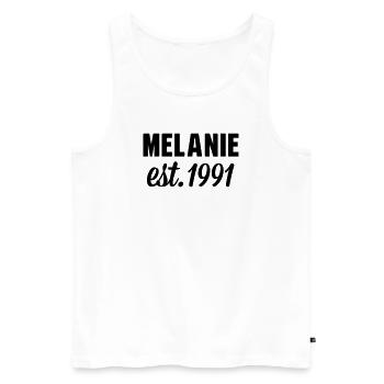 Melanie est 1991 - Männer Premium Bio Tank Top - Weiß - Vorne - AI Model Male 178 light (178cm)