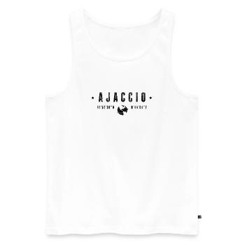 Ajaccio Coordonnées Géographiques Stylisées - Débardeur bio Premium Homme - blanc - Devant - Michal (187cm)