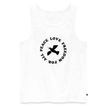 peace love freedom - Männer Premium Bio Tank Top - Weiß - Vorne - AI Model Male 178 light (178cm)