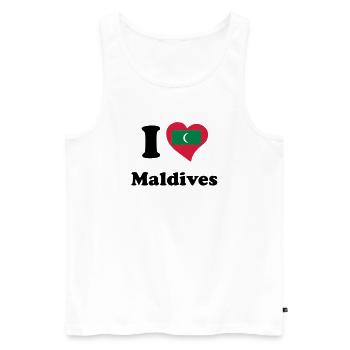 I love Maldives - J'aime Maldives - Débardeur bio Premium Homme - blanc - Devant - Michal (187cm)