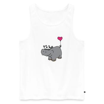 Nilpferd mit Herzballon - Männer Premium Bio Tank Top - Weiß - Vorne - AI Model Male 178 light (178cm)