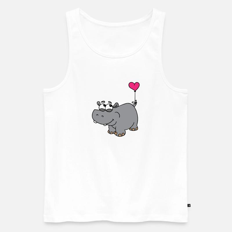 Nilpferd mit Herzballon - Männer Premium Bio Tank Top - Weiß