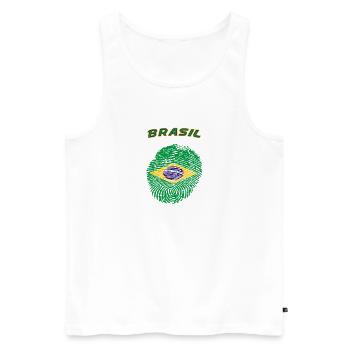 Brasilien - Männer Premium Bio Tank Top - Weiß - Vorne - Michal (187cm)