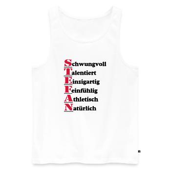 Stefan , Vorname,Namensschild,Name,Fun Shirt (25) - Männer Premium Bio Tank Top - Weiß - Vorne - Michal (187cm)