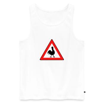 Hühnerwarnschild mit Humor - Männer Premium Bio Tank Top - Weiß - Vorne - Michal (187cm)