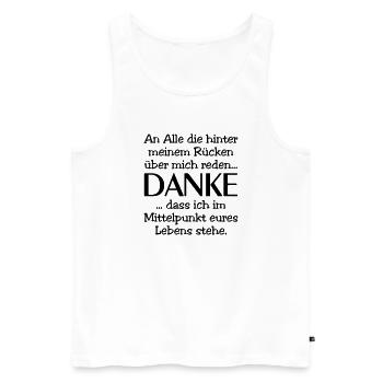 Parlez derrière mon dos - Merci - Débardeur bio Premium Homme - blanc - Devant - AI Model Male 178 light (178cm)