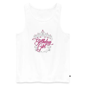 Geburtstagskind-Tiara-Schrift - Männer Premium Bio Tank Top - Weiß - Vorne - AI Model Male 178 light (178cm)