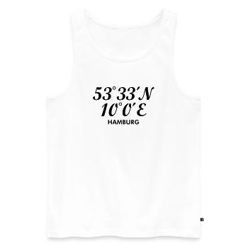 Hamburger Koordinaten von Hamburg - Männer Premium Bio Tank Top - Weiß - Vorne - Michal (187cm)