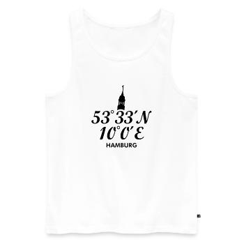 Hamburg Koordinaten Hamburger Michel - Männer Premium Bio Tank Top - Weiß - Vorne - AI Model Male 178 light (178cm)