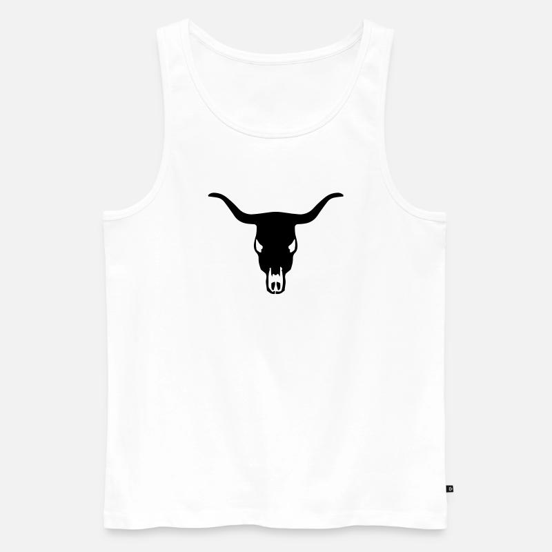 BULL SKULL - Männer Premium Bio Tank Top - Weiß