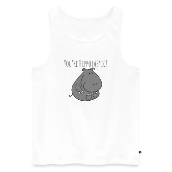 HippoTastic Niedlicher Hippo Charme - Männer Premium Bio Tank Top - Weiß - Vorne - AI Model Male 178 light (178cm)