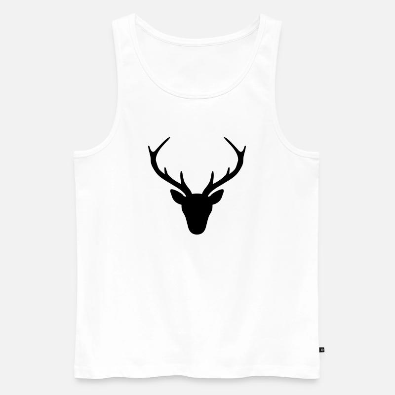 Hirsch Geweih Silhouette Jagd Jäger Geschenk - Männer Premium Bio Tank Top - Weiß