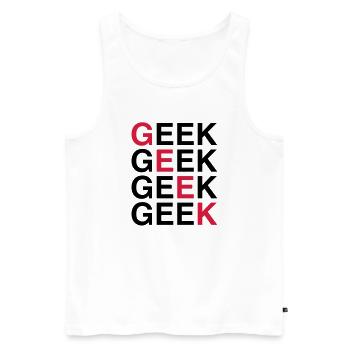 Geek! - Männer Premium Bio Tank Top - Weiß - Vorne - AI Model Male 178 light (178cm)