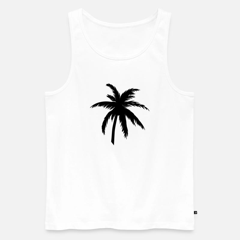 Palme Silhouette Schwarz – Tropical Style - Männer Premium Bio Tank Top - Weiß