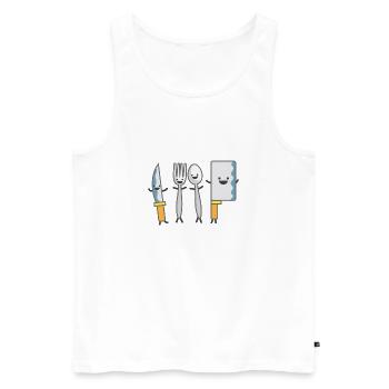 Kindermotiv tanzendes Besteck Kindershirt Besteck - Männer Premium Bio Tank Top - Weiß - Vorne - AI Model Male 178 light (178cm)