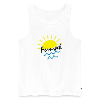 Sunrise Ocean – Sonne & Wellen Icon - Männer Premium Bio Tank Top - Weiß - Vorne - AI Model Male 178 light (178cm)