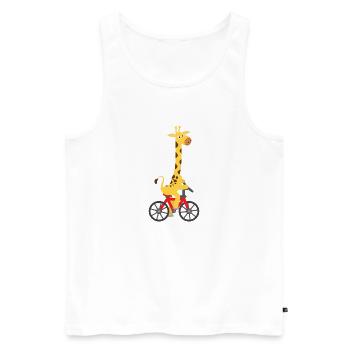 Kindermotiv: Giraffe fährt auf einem Fahrrad - Männer Premium Bio Tank Top - Weiß - Vorne - AI Model Male 178 light (178cm)