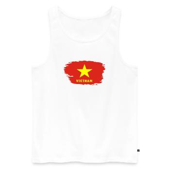 Vietnam drapeau / Cadeau Hanoi Asie Asie du Sud-Est - Débardeur bio Premium Homme - blanc - Devant - AI Model Male 178 light (178cm)