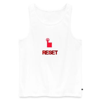 Restart button - Men's Premium Organic Tank Top - white - Front - AI Model Male 178 light (178cm)