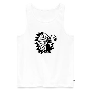 A chief with a buckled feather - Men's Premium Organic Tank Top - white - Front - AI Model Male 178 light (178cm)