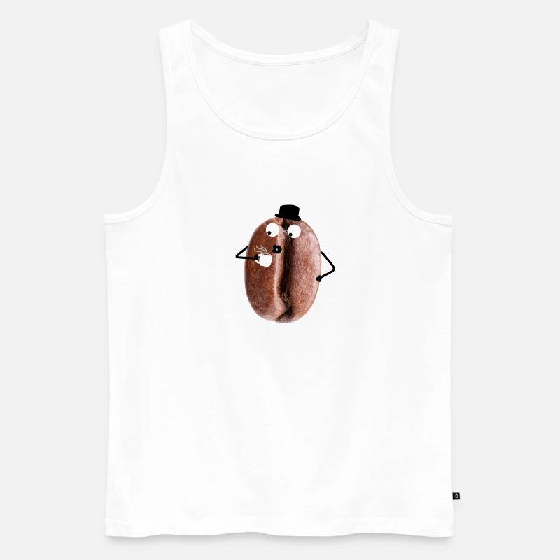Kaffeebohne mit Gesicht - Männer Premium Bio Tank Top - Weiß