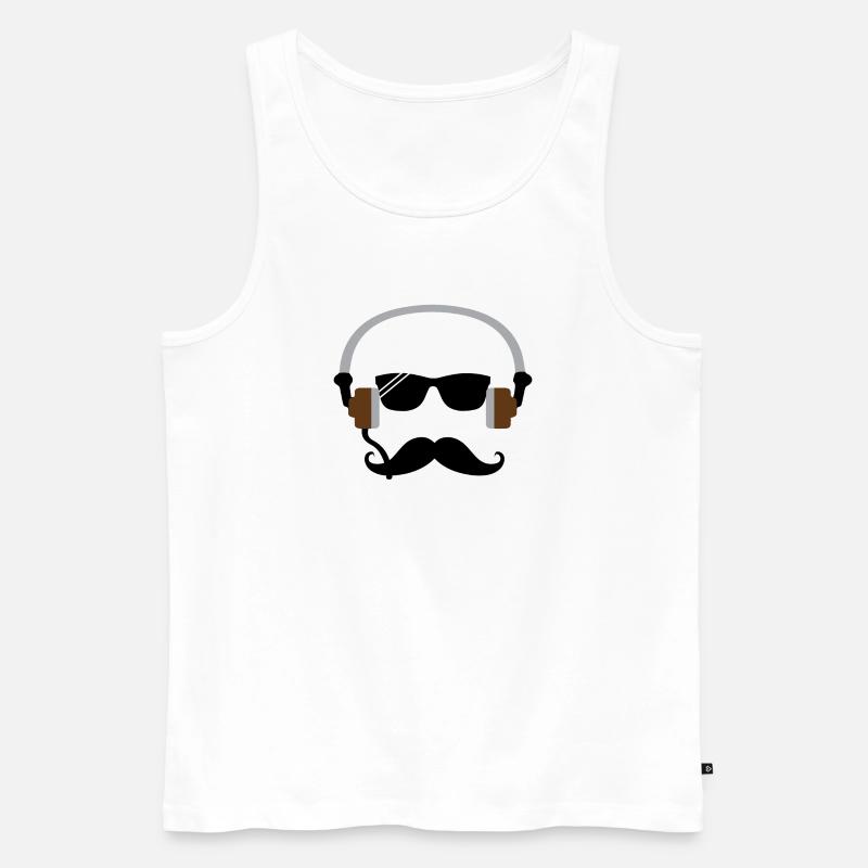 Kopfhörer Minimalist mit Bart - Männer Premium Bio Tank Top - Weiß