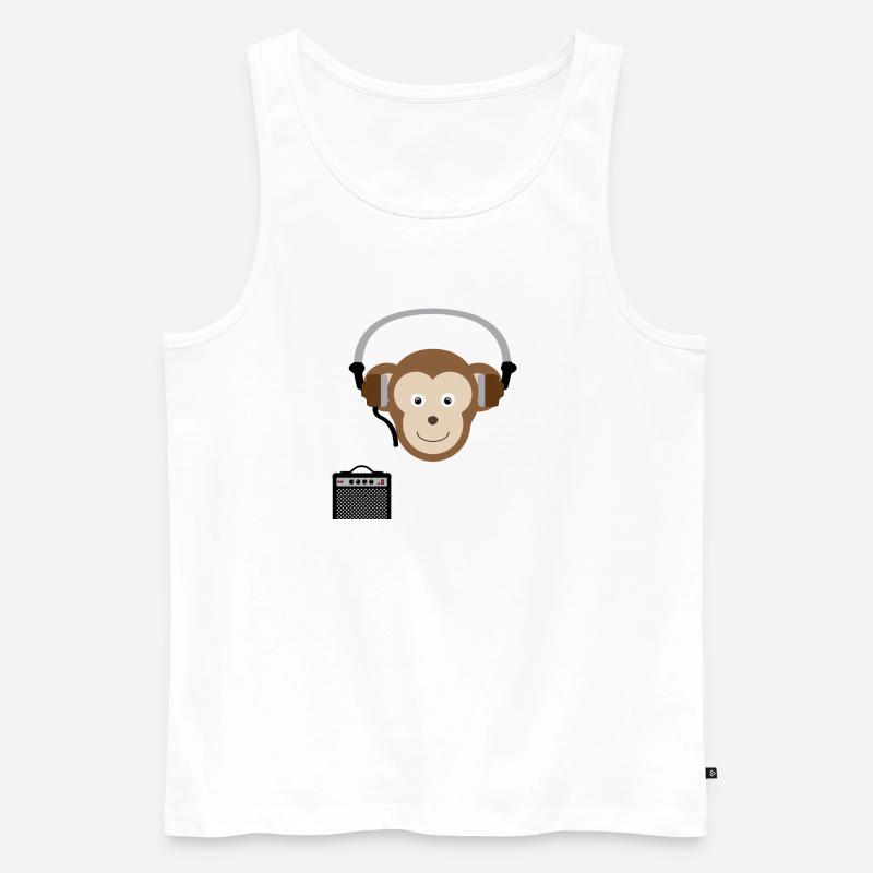 Affe mit Kopfhörern Musik - Männer Premium Bio Tank Top - Weiß