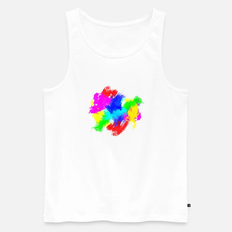 Farbklecks Bunt Farbspritzer - Männer Premium Bio Tank Top - Weiß