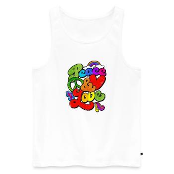 Peace and Love Hippie 60s 70s gift - Men's Premium Organic Tank Top - white - Front - Michal (187cm)