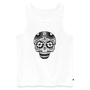 Ein lachender Totenkopf im Stil der Sugar Skulls - Männer Premium Bio Tank Top - Weiß - Vorne - AI Model Male 178 light (178cm)