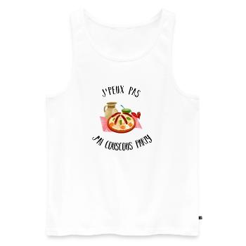 Ich kann keine Couscous-Party feiern - Männer Premium Bio Tank Top - Weiß - Vorne - AI Model Male 178 light (178cm)