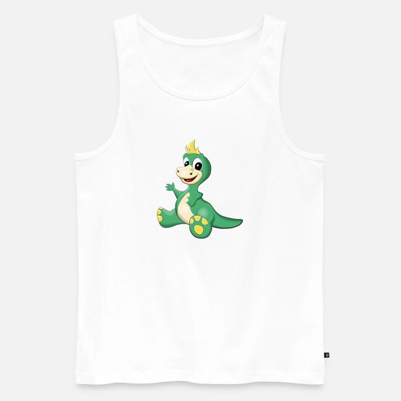 sitzender süßer Dino - Männer Premium Bio Tank Top - Weiß