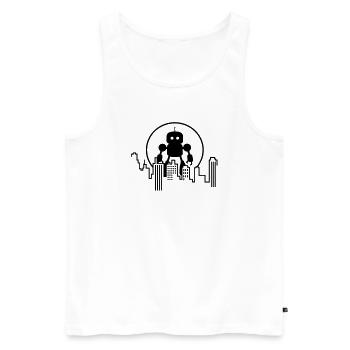 Futuristische Robot Skyline – Android - Männer Premium Bio Tank Top - Weiß - Vorne - AI Model Male 178 light (178cm)