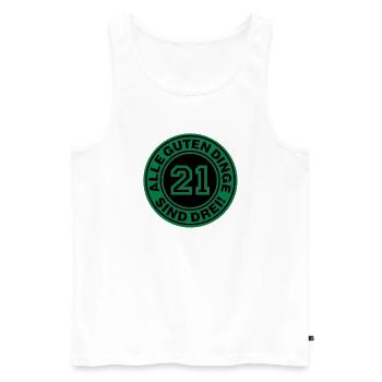 Trisomie 21 | Alle guten Dinge sind drei - Männer Premium Bio Tank Top - Weiß - Vorne - AI Model Male 178 light (178cm)
