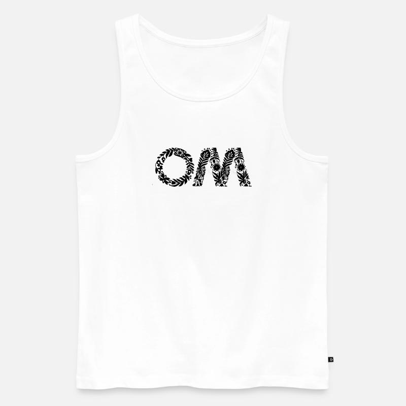 Om - Men's Premium Organic Tank Top - white