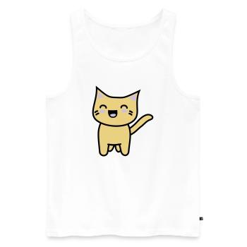 Kawaii Kitteh freut sich - Männer Premium Bio Tank Top - Weiß - Vorne - AI Model Male 178 light (178cm)