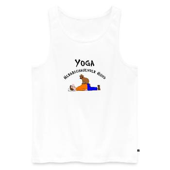 Yoga herabschauender Hund - Männer Premium Bio Tank Top - Weiß - Vorne - Michal (187cm)