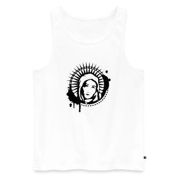 Maria Portrait Graffiti Schablone - Männer Premium Bio Tank Top - Weiß - Vorne - AI Model Male 178 light (178cm)