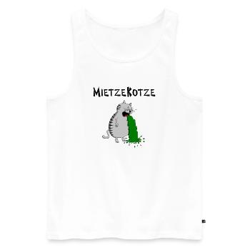 Mietzekatze muss kotzen = MietzeKotze - Männer Premium Bio Tank Top - Weiß - Vorne - Michal (187cm)