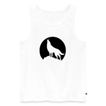 Wolf - Mond - Männer Premium Bio Tank Top - Weiß - Vorne - AI Model Male 178 light (178cm)