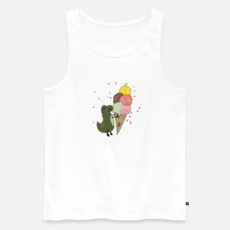Dino mit Eis - Männer Premium Bio Tank Top - Weiß