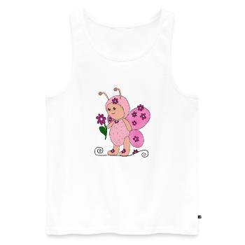 Schmetterling Rosa - Männer Premium Bio Tank Top - Weiß - Vorne - Michal (187cm)