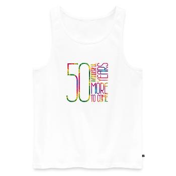 50 années merveilleuses, plus à venir - Débardeur bio Premium Homme - blanc - Devant - Michal (187cm)