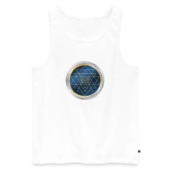 Sri Yantra, Géométrie Sacrée - Débardeur bio Premium Homme - blanc - Devant - AI Model Male 178 light (178cm)