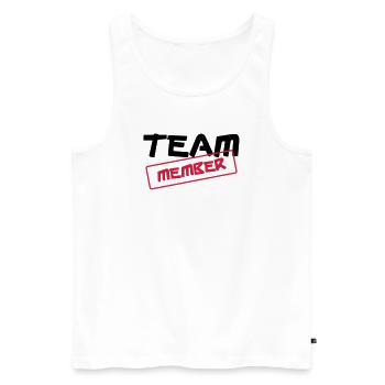 [ Team Member ] - Men's Premium Organic Tank Top - white - Front - AI Model Male 178 light (178cm)