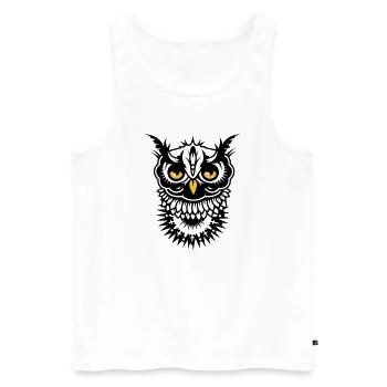 Visage d'un hibou - Débardeur bio Premium Homme - blanc - Devant - Michal (187cm)