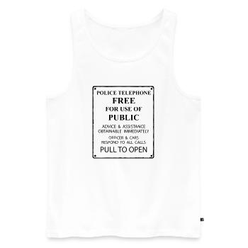 police box text - Männer Premium Bio Tank Top - Weiß - Vorne - AI Model Male 178 light (178cm)
